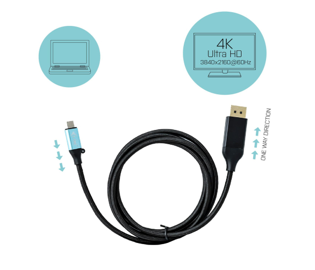 I-TEC Adapter kablowy USB-C do Display Port 4K/60Hz 200cm C31CBLDP60HZ2M - 590180 - zdjęcie 2